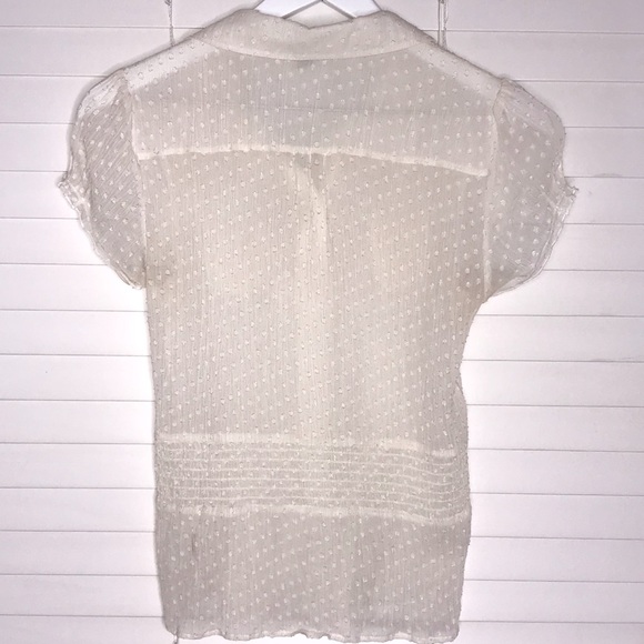 Bebe Ruffle Front Polka Dot Button Down With Tye - Picture 3 of 6